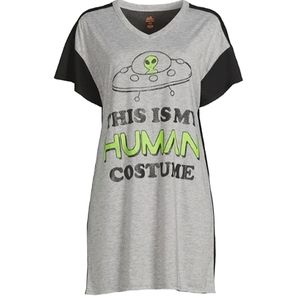NWT Women's Heather Grey Alien "Halloween Costume" gown. Ladies Large